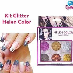 Kit Magic Glitter para as Unhas Helen Color com 6 Unidades