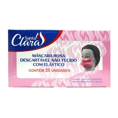 Máscara Rosa Descartável Santa Clara Caixa com 25 unidades