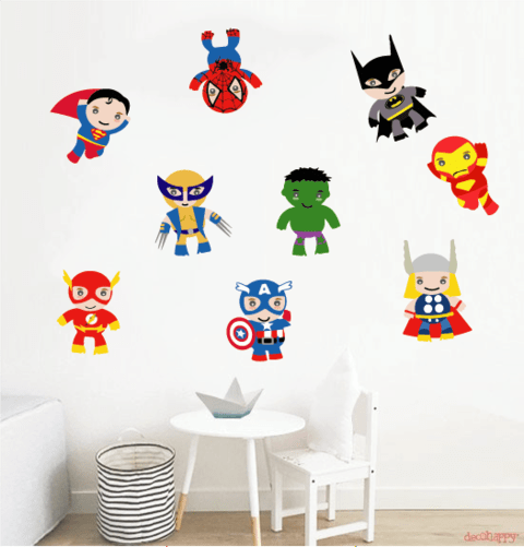 Infantiles - Plancha con 9 superheroes a elección