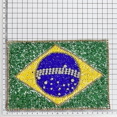 Bandeira Brasil pedrarias - termocolante 14x20cm -  Boutique de Aviamentos