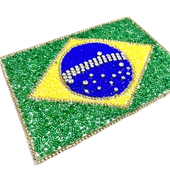 Bandeira Brasil pedrarias - termocolante 14x20cm