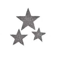 kit composto por 3 estrelas - cor ônix - termocolantes em tamanhos desiguais