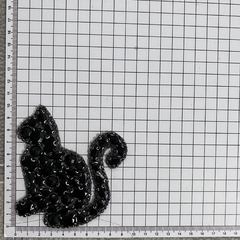 Aplique bordado termocolante com pedrarias Gato Preto na internet