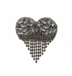 Imagem do Aplique Coração Nathy bordado termocolante com pedrarias