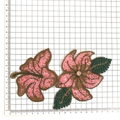 kit Flores Rosa bordado termocolante com pedrarias - comprar online