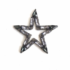 Aplique bordado termocolante com pedrarias Estrela Pedrarias Amanda Ônix - 7cm