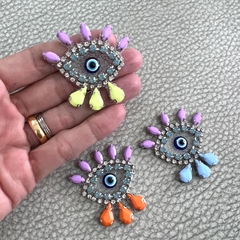 kit mini Olho Grego bordado termocolante com pedrarias- 3 peças - comprar online