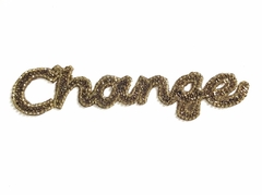 Aplique bordado termocolante com pedrarias Change Dourado - comprar online