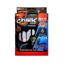 MARCADOR CHALK POP A VALVULA PARA VIDRIO TRABI X6