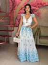 vestido Zaya branco detalhe azul