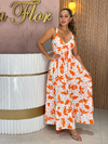vestido Carla branco + laranja