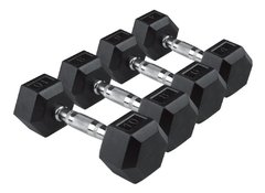 PAR MANCUERNA CROMADA HEXAGONAL RECUBIERTA EN GOMA 30 Kg - QUUZ, Fitness Gear