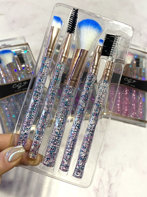 SET DE BROCHAS CITY GIRL CON GLITTER X5 Makeupholicok