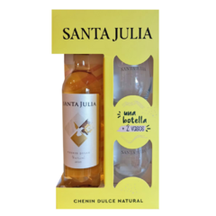 Santa Julia Chenin Dulce Natural + 2 Vasos en Estuche