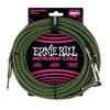 Cable Instrumento Trenzado Ernie Ball P06066 Negro/verd 7.5m