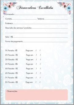 Planner da Noiva Floral Azul - Papel & Paixão Scrapbook