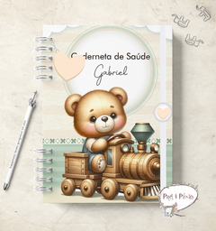 Caderneta de Saúde do Bebê Ursinho No Trem - Menino