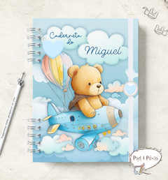 Caderneta de Saúde do Bebê Ursinho Aviador - Menino
