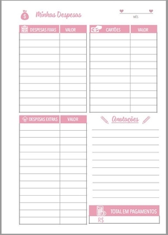 Agenda de Discos Financeira Floral Rosa - Papel & Paixão Scrapbook