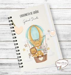 Caderneta de Saúde do Bebê Animais no Balão Cute - Menino