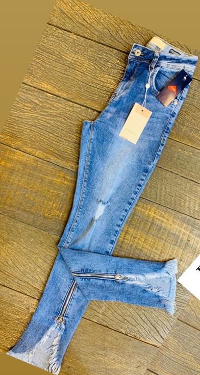 Calça jeans ziper barra elastano - Yellow Lily Store