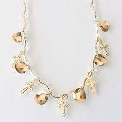 Ck 00013- 1: Choker com Pendurikalhos. Banho ouro.