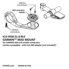 K-EDGE GARMIN MAX XL MOUNT, 31.8MM, NEGRO ANODIZADO - comprar online