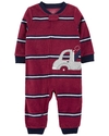 Carter's Enterito Pijama micropolar 2T a 5T varon - Bordó tractor