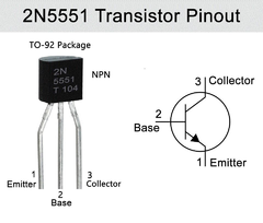 Pack 5x Transistor 2N5551 NPN 160V 600mA TO92 Arduino Nubbeo - Nubbeo