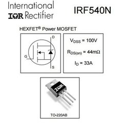 Transistor Mosfet Irf540n 33a 100v Irf540 Ir Arduino Nubbeo - comprar online