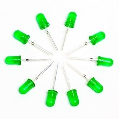 Pack 10 Leds 5mm Verde Difuso Arduino Nubbeo