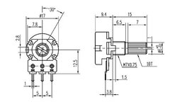 Potenciometro 1k Ohms Lineal Pote 15mm B1k Arduino Nubbeo - tienda online