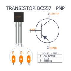 Pack 5x Transistor Bc557 PNP 45v 100ma To92 Arduino Nubbeo - Nubbeo