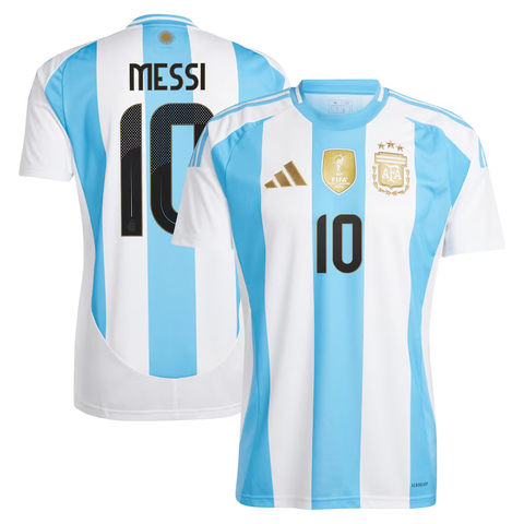 Camisa Seleção Argentina Home 2024 Messi 10 Torcedor Masculino - Branco e  Azul