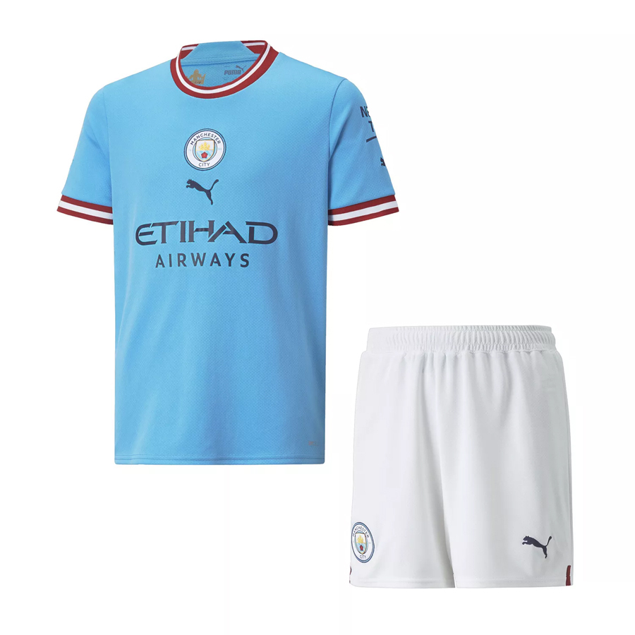 Kit Infantil Manchester City 22/23 Versão Jogador Ed. Especial Azul e  Branco - Imports do vale