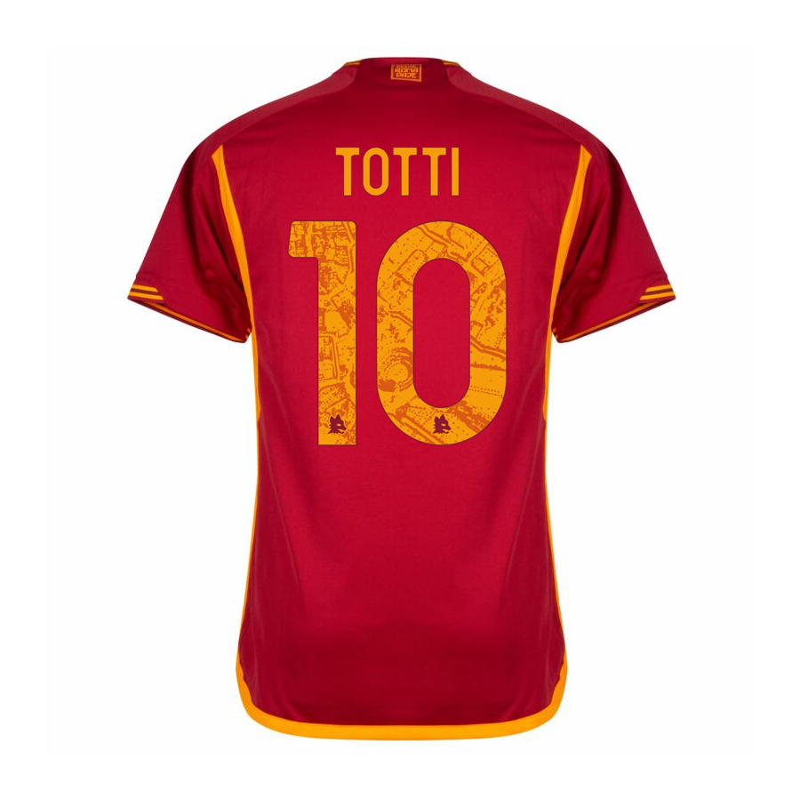 Camisa Roma Home 23/24 Totti 10 Torcedor Masculino - Vermelho  (Personalização Ídolo)