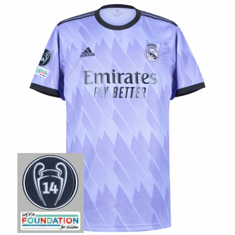 Camisa Real Madrid Away 22/23 Patch UCL sn° Torcedor Masculino - Roxo Claro