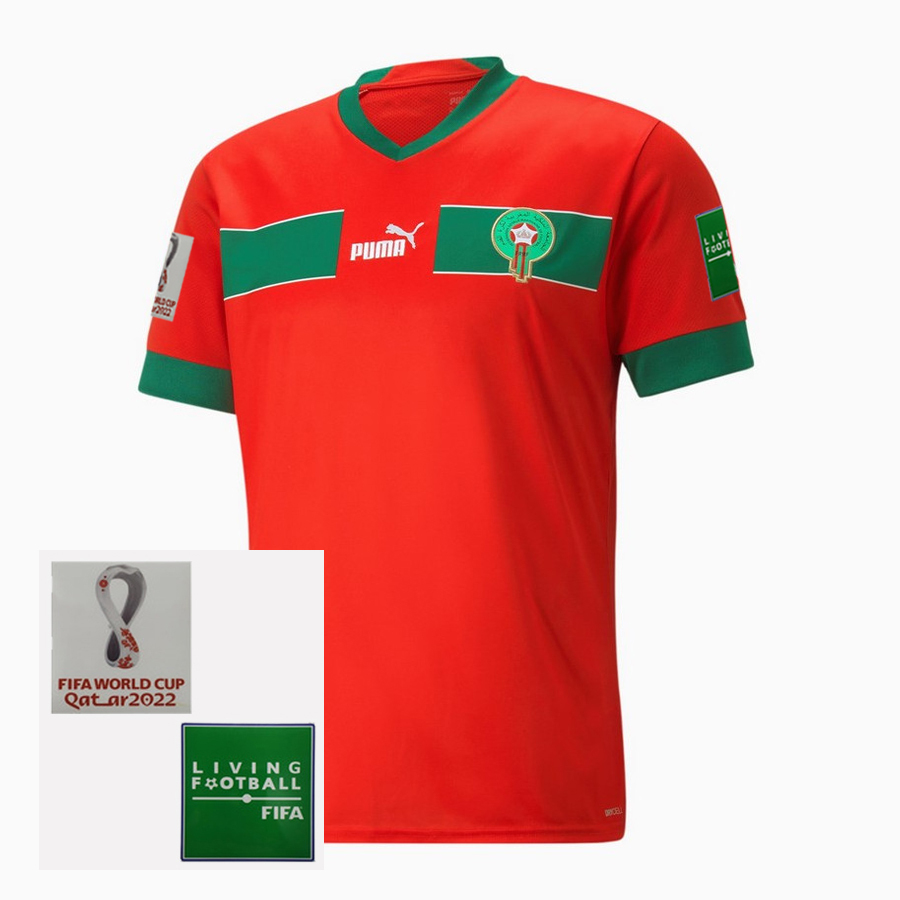 Camisa Seleção Marrocos Home 22/23 Patch Copa do Mundo - Torcedor - Vermelho
