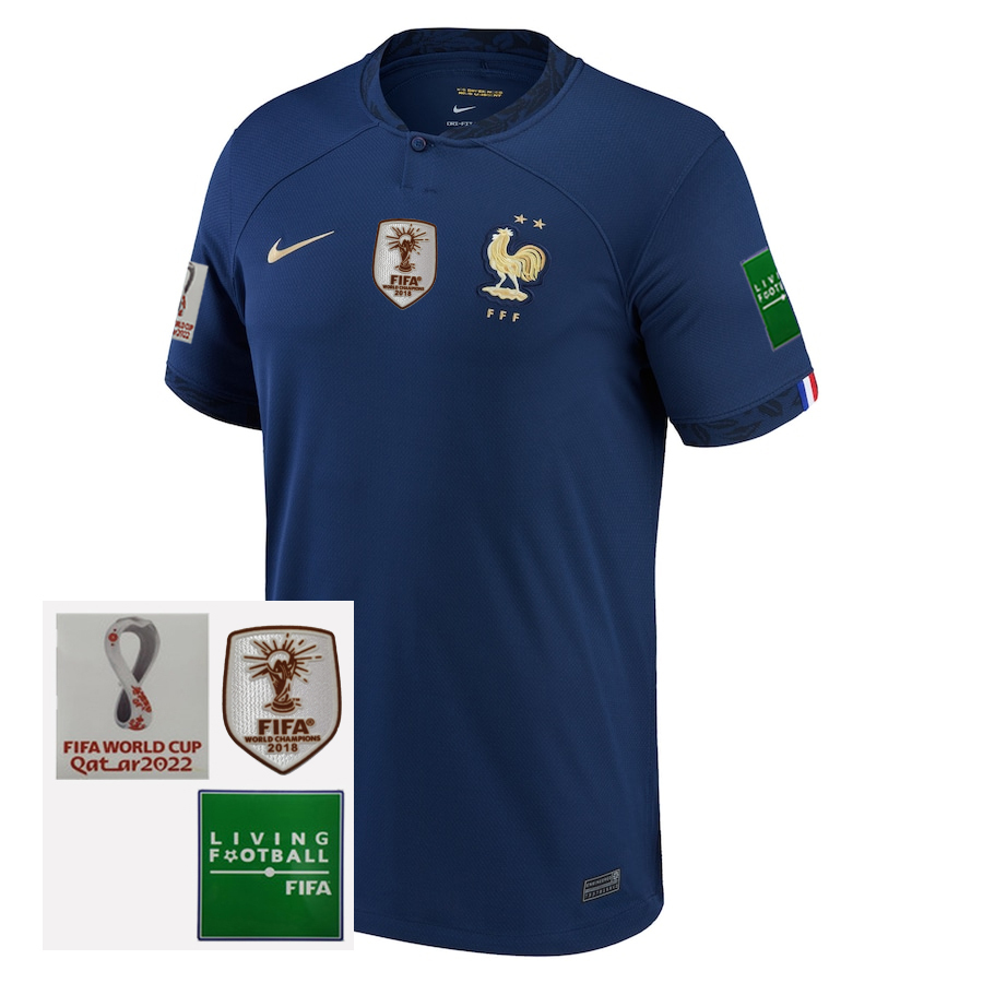 Camisa Seleção França Home 22/24 Patch Copa do Mundo s/nº Torcedor  Masculina - Azul