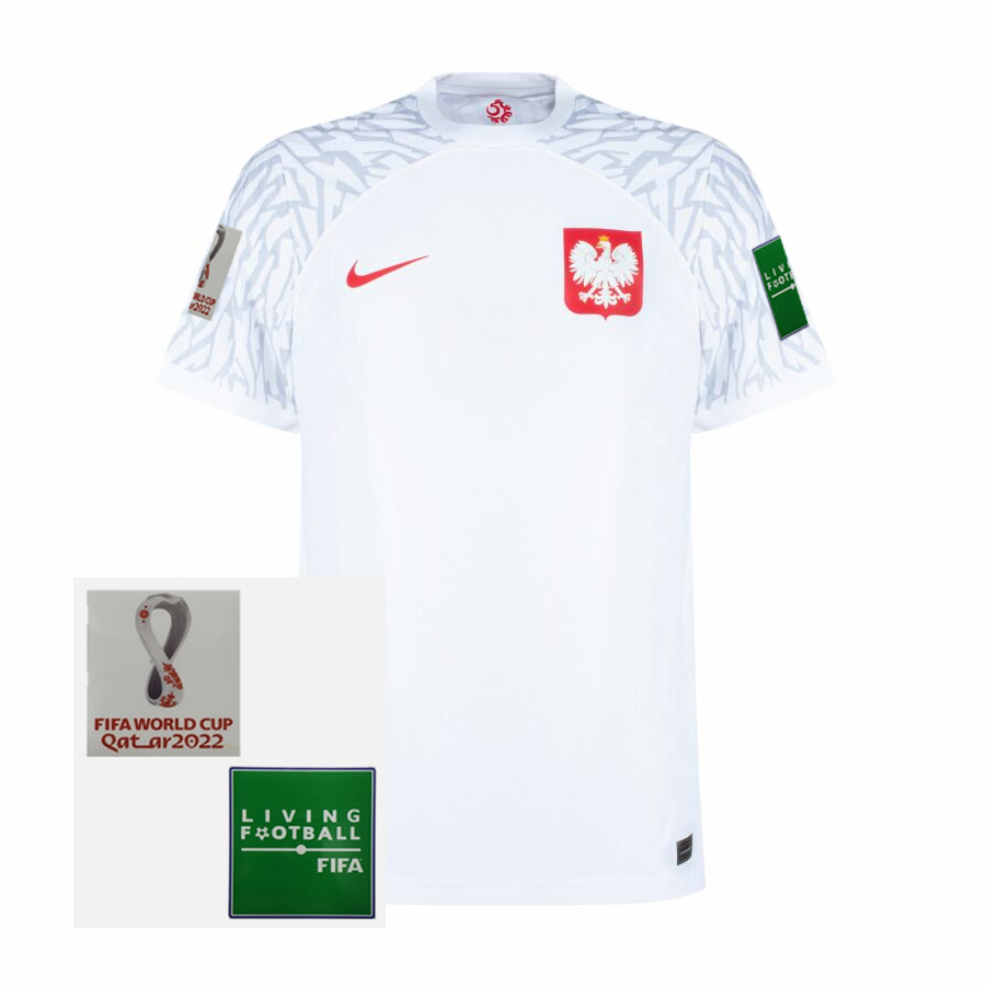 Camisa Seleção Polônia Home 22/24 patch Copa do Mundo s/nº Masculina -  Branco