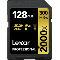 SD LEXAR 128GB C10 U3 V90 300mb/s 2000X Cartão Memória Professional