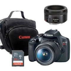 Câmera Canon T7+ Plus 18-55MM 50MM STM 32GB BOLSA