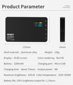 Iluminador Led Weeylife RB08P RGB VILTROX 2500K-8500K Mini - Lucas Lapa PhotoPro