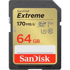 Cartão Memória Sd 64gb Classe10 U3 170mb/s Sandisk Extreme
