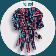 Combo cuello y guantes. Diseño Forest