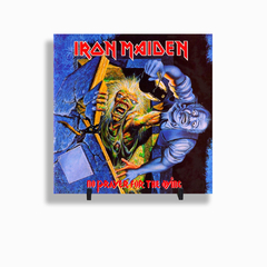 Quadro Azulejo Personalizado de Cerâmica 10x10 cm e Suporte Iron Maiden Banda de Rock MOD 03