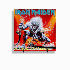 Quadro Azulejo Personalizado de Cerâmica 10x10 cm e Suporte Iron Maiden Banda de Rock MOD 13