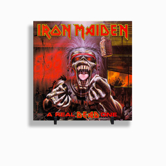 Quadro Azulejo Personalizado de Cerâmica 10x10 cm e Suporte Iron Maiden Banda de Rock MOD 19