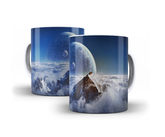 Caneca Branca de Cerâmica Space Espaço Sci-Fi Arte MOD 09