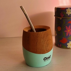 Mate madera emma celeste pastel